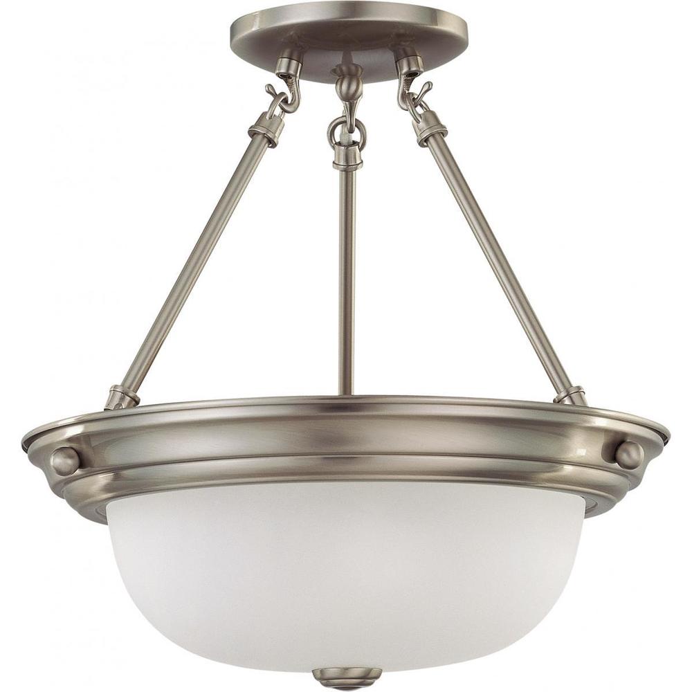 B/S Nuvo 60/6251 Two Light Semi Flush Mount 2 Nckl Pwt Slvr. B/S Nuvo 60/6251 Two Light Semi Flush Mount 2 Nckl Pwt Slvr.